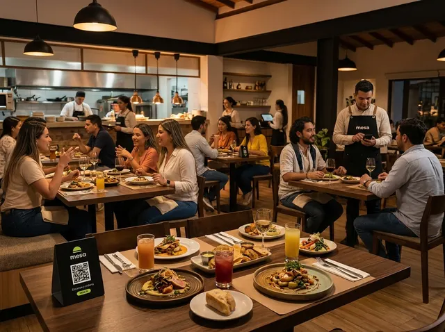 Vista de salón: mesas del restaurante